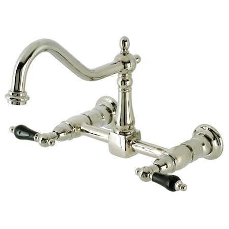 Kingston Brass KS1246PKL Two-Handle Wall Mount Bridge Kitchen Faucet, Polished Nickel KS1246PKL